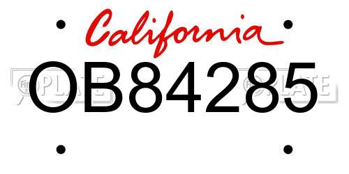 OB84285 California License Plate