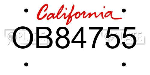 OB84755 California License Plate