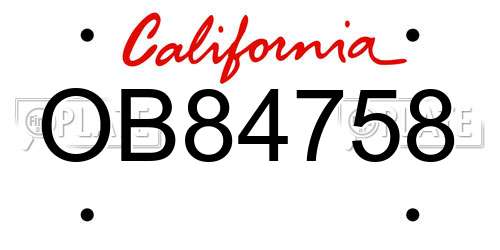 OB84758 California License Plate