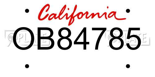 OB84785 California License Plate