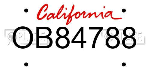 OB84788 California License Plate
