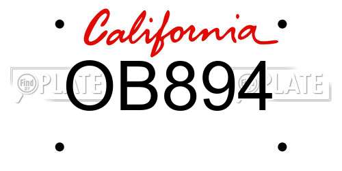OB894 California License Plate