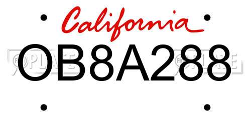 OB8A288 California License Plate