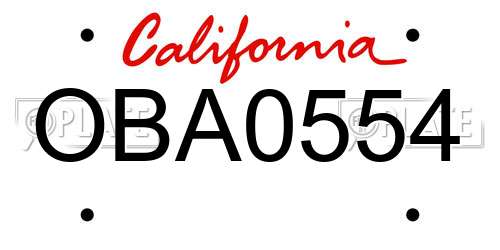 OBA0554 California License Plate