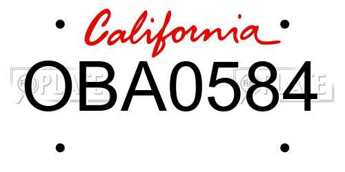 OBA0584 California License Plate