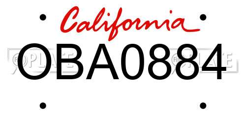 OBA0884 California License Plate
