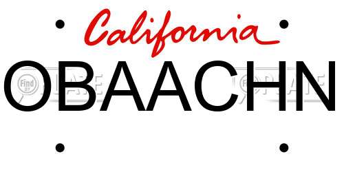 OBAACHN California License Plate