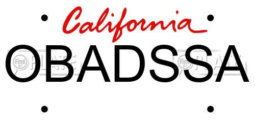 OBADSSA California License Plate