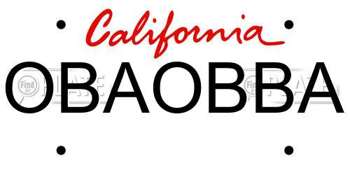 OBAOBBA California License Plate