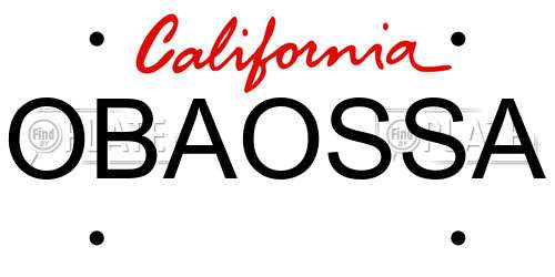 OBAOSSA California License Plate