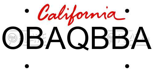 OBAQBBA California License Plate