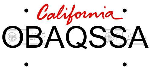 OBAQSSA California License Plate