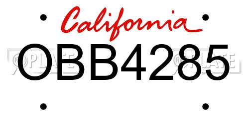 OBB4285 California License Plate