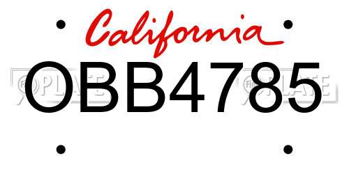 OBB4785 California License Plate