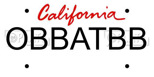 OBBATBB California License Plate