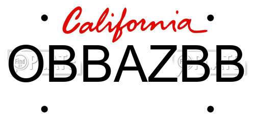 OBBAZBB California License Plate