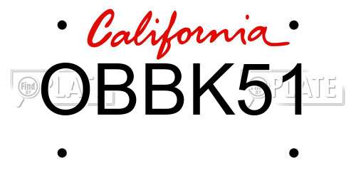 OBBK51 California License Plate