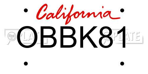 OBBK81 California License Plate