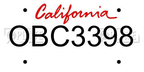 OBC3398 California License Plate