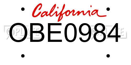 OBE0984 California License Plate