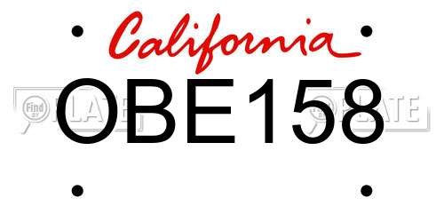 OBE158 California License Plate