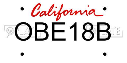 OBE18B California License Plate