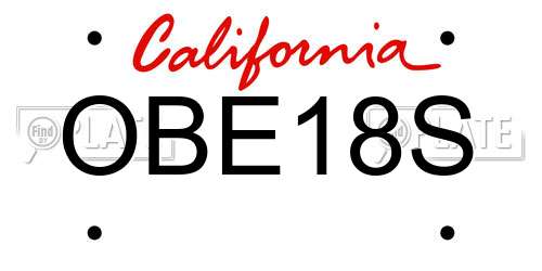 OBE18S California License Plate