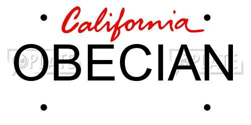 OBECIAN California License Plate
