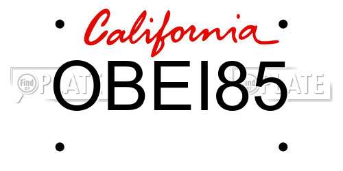 OBEI85 California License Plate