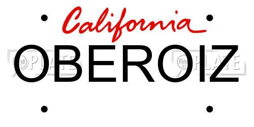 OBEROIZ California License Plate