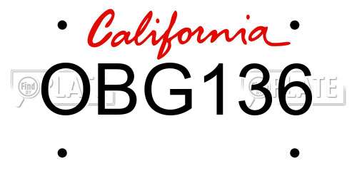 OBG136 California License Plate