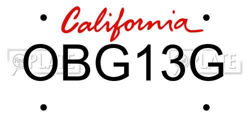 OBG13G California License Plate