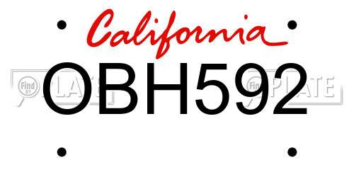 OBH592 California License Plate