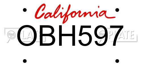 OBH597 California License Plate