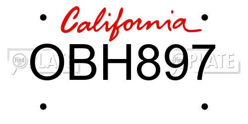 OBH897 California License Plate