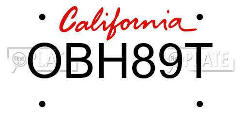 OBH89T California License Plate