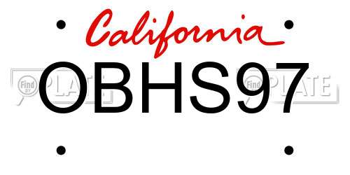 OBHS97 California License Plate