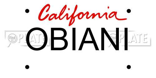 OBIANI California License Plate