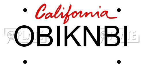 OBIKNBI California License Plate