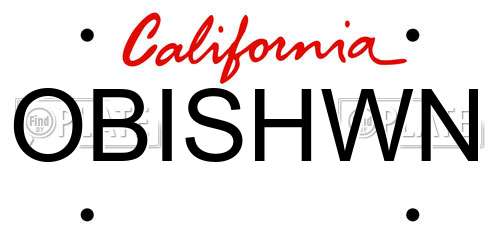 OBISHWN California License Plate