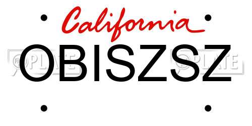 OBISZSZ California License Plate