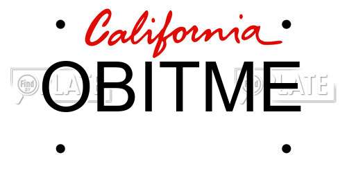 OBITME California License Plate