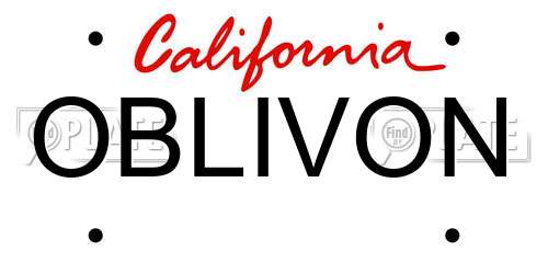 OBLIVON California License Plate