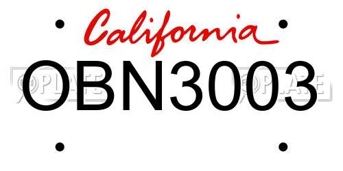 OBN3003 California License Plate