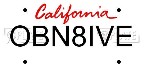 OBN8IVE California License Plate