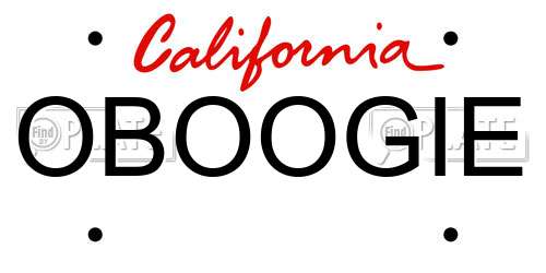 OBOOGIE California License Plate