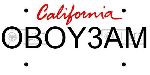 OBOY3AM California License Plate