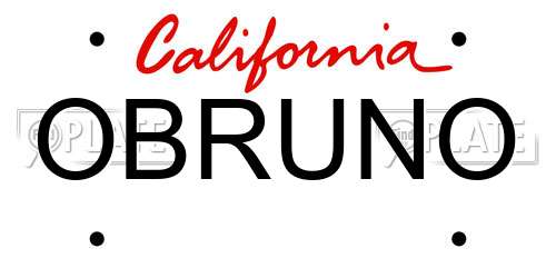 OBRUNO California License Plate