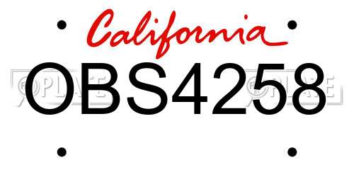 OBS4258 California License Plate