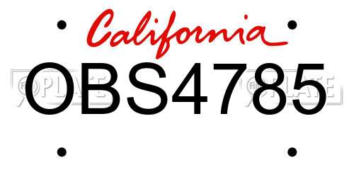 OBS4785 California License Plate